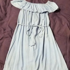 Off the shoulder Jean colored dress